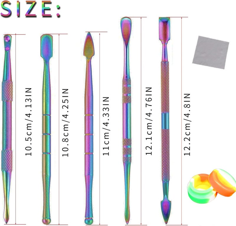 Plavision Carving Tools for Wax Wood: 7 Pcs Rainbow Stainless Steel Double-Sized Sculpting Clay Tools Kits with Silicone Container for Kids Wood, Wax, Jewelry, Clay, Pottery (A) - Image 4